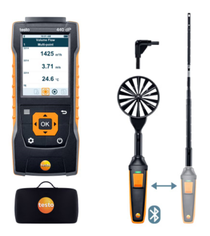 testo 440 dP - ComboKit de flujo de aire 1 con Bluetooth y delta P