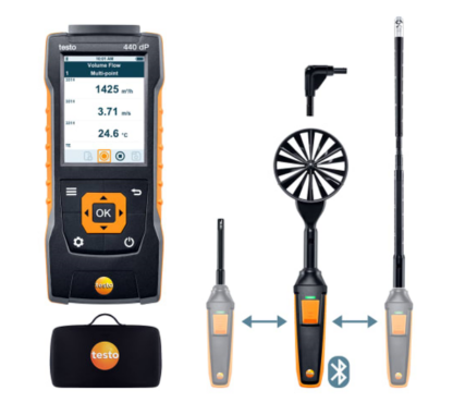 testo 440 dP - ComboKit de flujo de aire 2 con Bluetooth y delta P