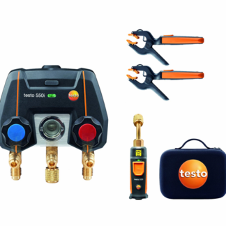 testo 550i Smart Kit - Colector digital controlado por aplicación con vacío inalámbrico y sondas de temperatura de pinza de pinza inalámbricas (NTC)