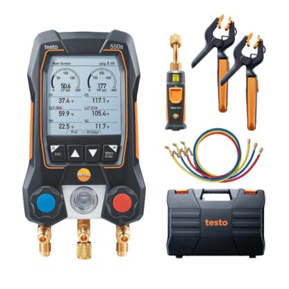 testo 550s Smart Kit - Colector digital inteligente con sonda de vacío inalámbrica, sondas de temperatura de pinza inalámbricas y 3 mangueras