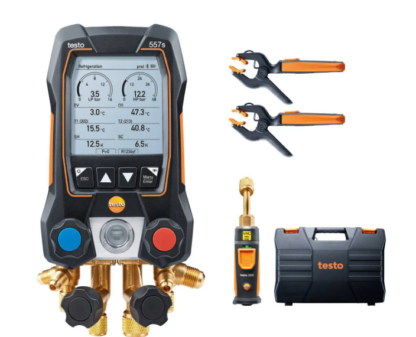 testo 557s Smart Vacuum Kit - Colector digital inteligente con sondas inalámbricas de vacío y de temperatura de pinza