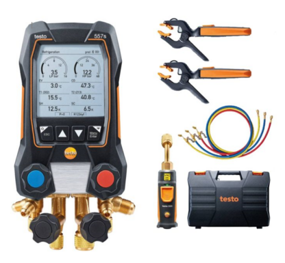 testo 557s Smart Vacuum Kit con mangueras - Colector digital inteligente con vacío inalámbrico y sondas de temperatura inalámbricas y juego de 4 mangueras