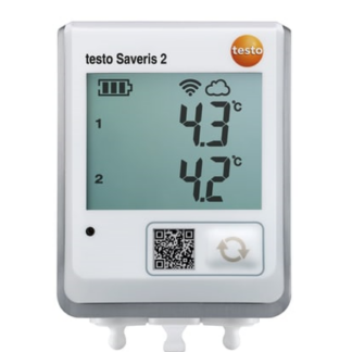 testo Saveris 2-T2 - Registrador de datos WiFi con pantalla y 2 conexiones para sondas de temperatura NTC