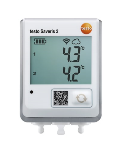 testo Saveris 2-T2 - Registrador de datos WiFi con pantalla y 2 conexiones para sondas de temperatura NTC